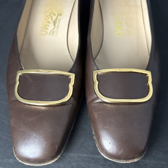 Salvatore Ferragamo Pumps Block Heels Slip On Shoes made in Italy size 8 B - Picture 4 of 12